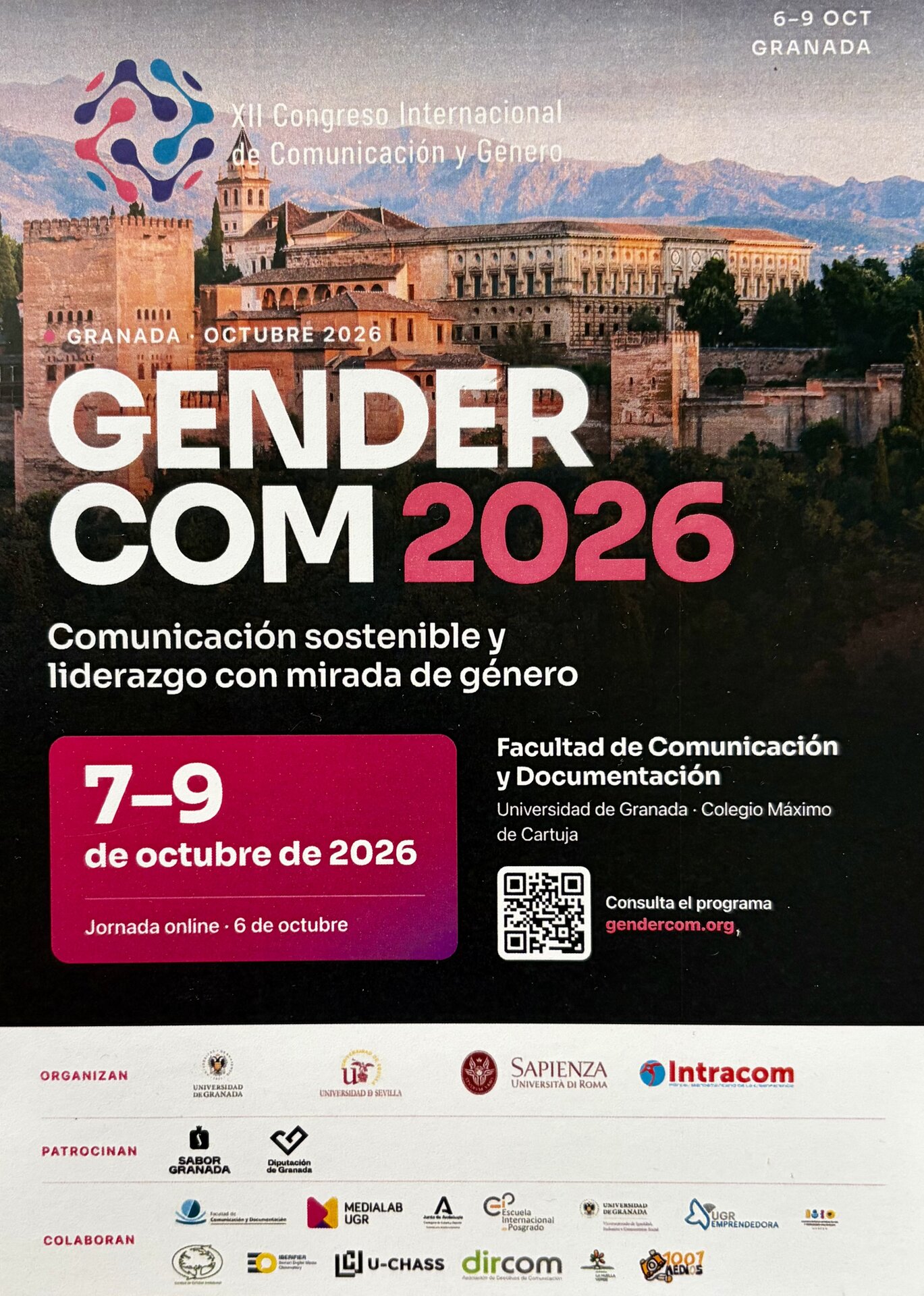 Cartel oficial de GENDERCOM 2026 en Granada